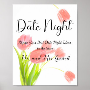 Poster Panneau de nuit de rendez-vous de couple de tulipe