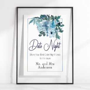 Poster Panneau de Nuit de Rendez-vous de Mariage aux Rose