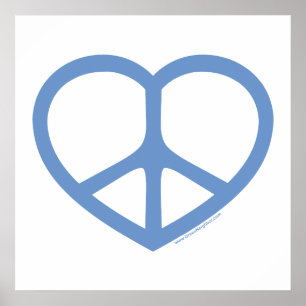 Poster Panneau de paix, Coeur bleu de l'amour