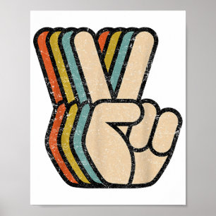Poster Panneau de Paix Rétro V Doigts Vintage 60s les ann