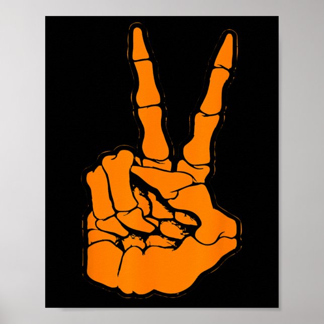 Poster Panneau de Paix V Doigts Squelette Cool Graphisme  (Devant)