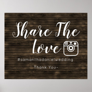 Poster Panneau de partage Instagram Rustic Barn Wood Mari