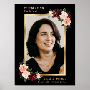 Poster Panneau de photo de célébration de vie florale noi