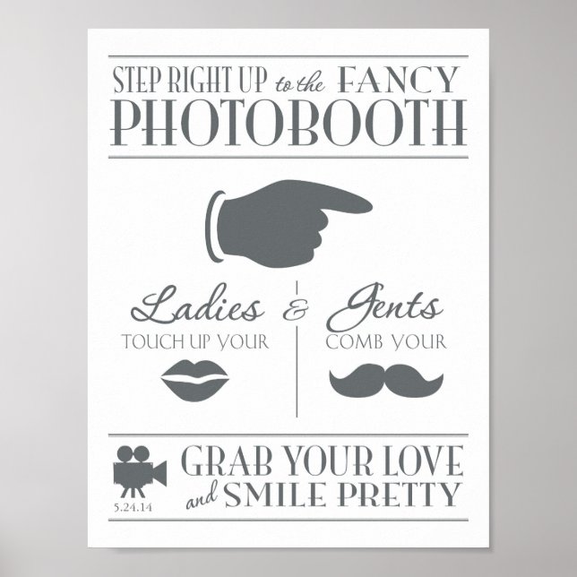 Poster Panneau de Photobooth Mariage Vintage (Devant)