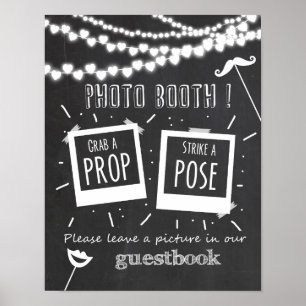 Poster Panneau de photomaton de mariage en ardoise