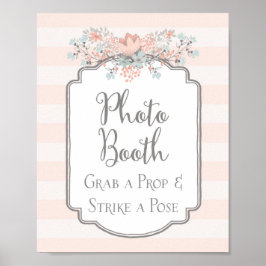 Poster Panneau de Photomaton de Mariage Fleurs Vintage Ra