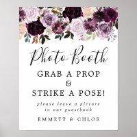 Panneau de Photomaton de Mariage Floral Rose Viole