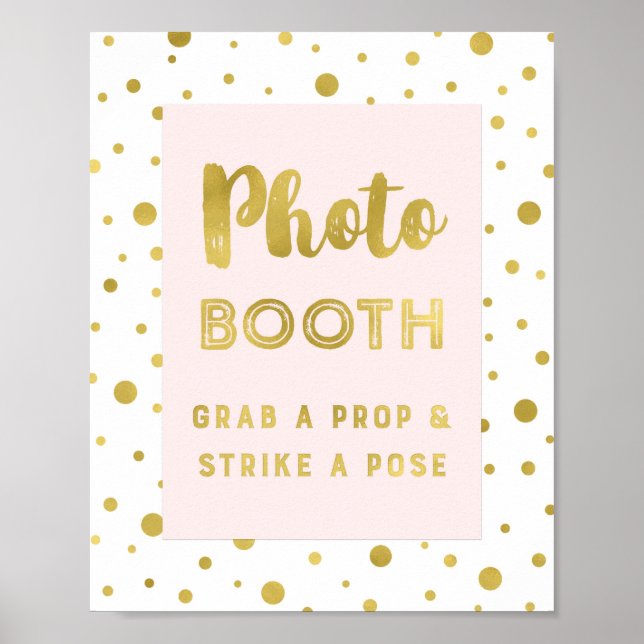 Poster Panneau de Photomaton de Mariage Rose Pâle Confett (Devant)