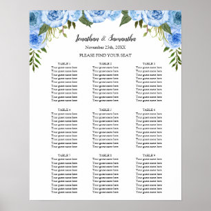 Poster Panneau de plan de table de cérémonie de mariage f