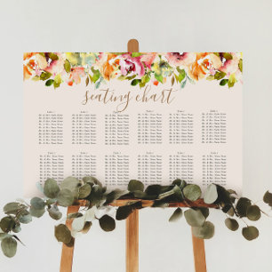 Poster Panneau de plan de table de jardin floral aquarell