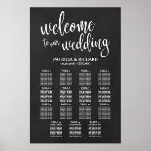 Poster Panneau de plan de table de mariage à 15 tables Ta