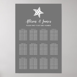 Poster Panneau de plan de table de mariage à l'étoile de