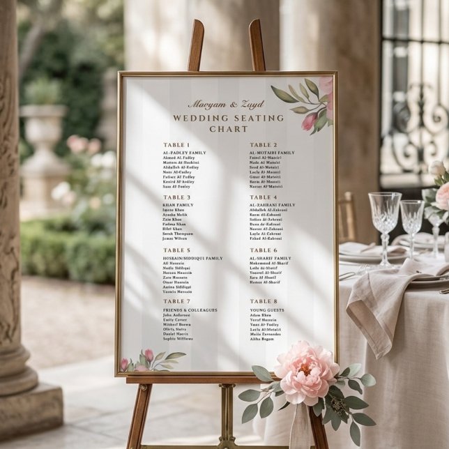 Poster Panneau de Plan de Table de Mariage aux Pivoines R (Créateur téléchargé)