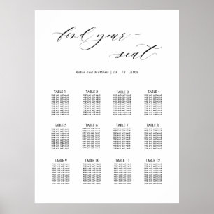 Poster Panneau de plan de table de mariage élégant