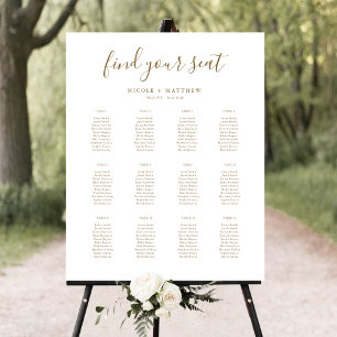 Poster Panneau de plan de table de mariage élégant blanc