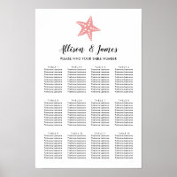Panneau de plan de table de mariage étoile de mer
