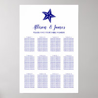 Panneau de plan de table de mariage étoile de mer 
