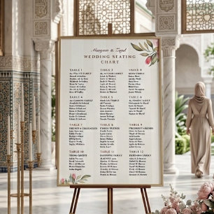 Poster Panneau de Plan de Table de Mariage Floral au Pi