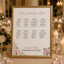 Panneau de plan de table de mariage personnalisé