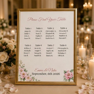 Poster Panneau de plan de table de mariage personnalisé