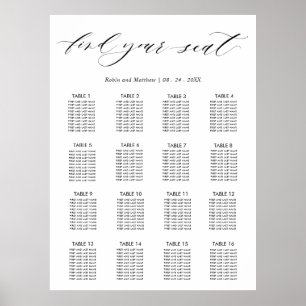 Poster Panneau de plan de table de réception de mariage é