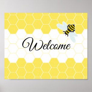 Poster Panneau de porte de bienvenue Bumble Bee