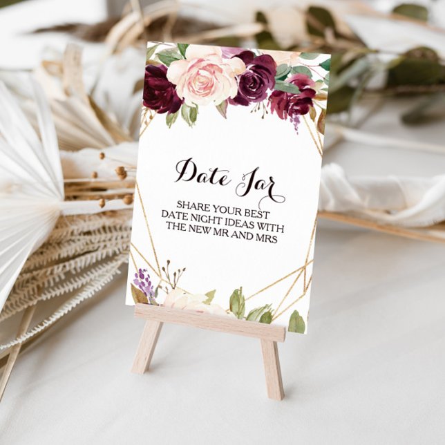 Poster Panneau de pot de date floral géométrique vert de  (Créateur téléchargé)