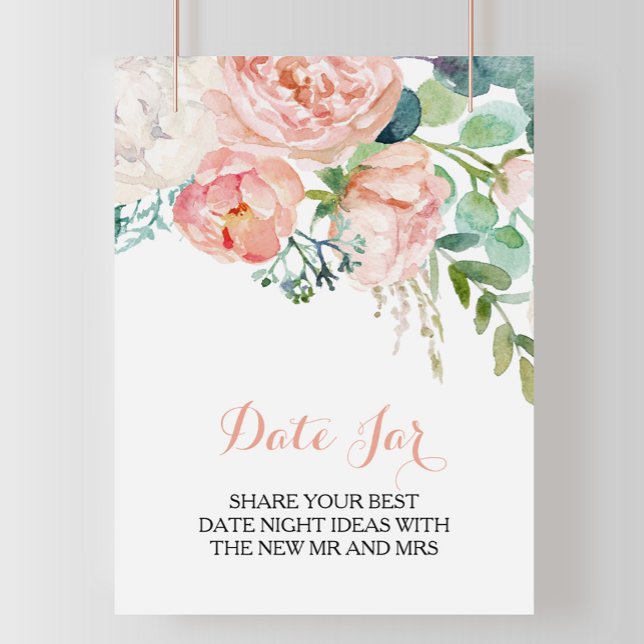Poster Panneau de pot de date floral tropical rose modern (Créateur téléchargé)
