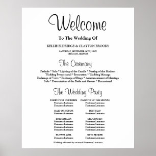 Poster Panneau de programme de cérémonie de mariage simpl