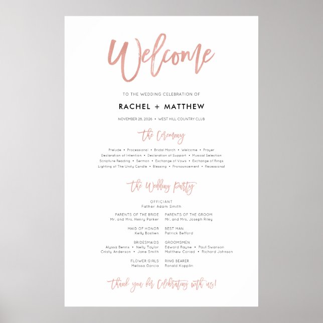 Poster Panneau de Programme de Mariage Moderne Conte de F (Devant)