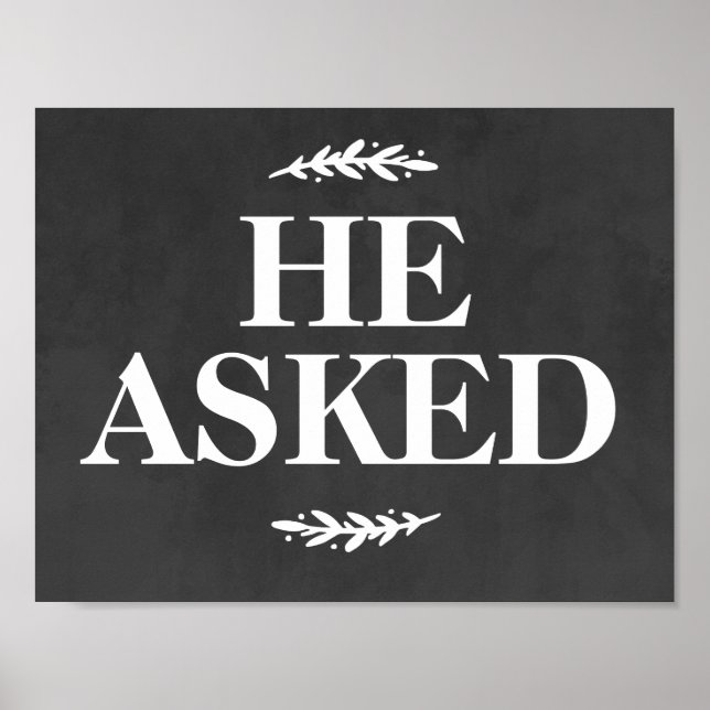 Poster Panneau de Proposition de Mariage Il a Demandé (Devant)