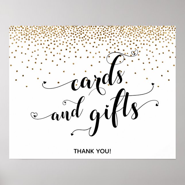 Poster Panneau de réception Cartes et cadeaux Coeur & Or (Devant)