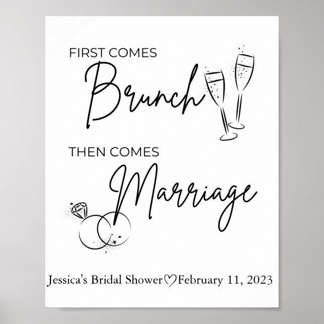 Poster Panneau de Réception de Mariée pour Brunch (Devant)