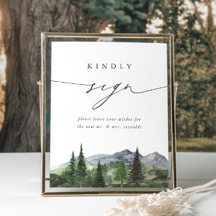 Poster Panneau de registre des invités de mariage à la fo