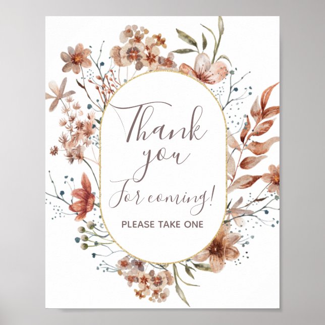 Poster Panneau de remerciement Fleurs sauvages d'automne (Devant)