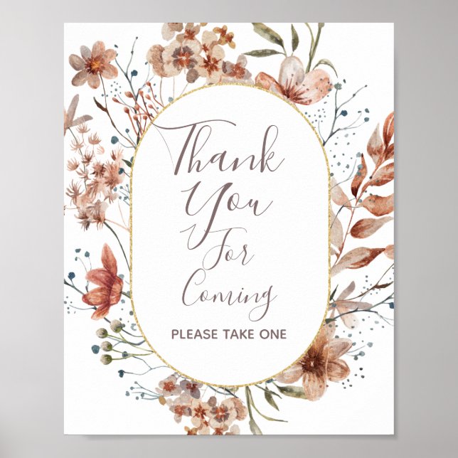 Poster Panneau de remerciement Fleurs sauvages d'automne (Devant)