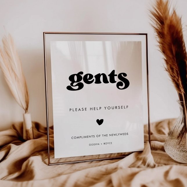 Poster Panneau de salle de bain élégant Retro noir & blan (Créateur téléchargé)