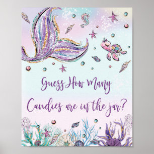 Poster Panneau de salle de douche bébé Mermaid Guess How 