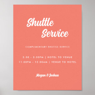 Poster Panneau de service de navette de mariage minimal c