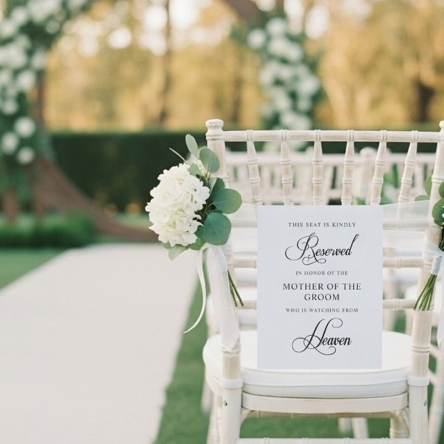 Poster Panneau de siège commémoratif réservé au mariage (Wedding Reserved Memorial Seating Sign)