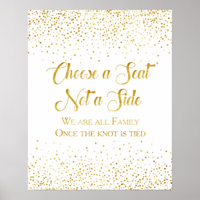 Poster Panneau de siège Mariage Faux Gold Parties scintil (Devant)