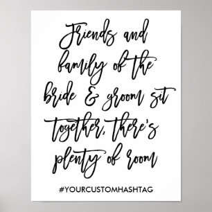 Poster Panneau de siège Mariage lettres main chic