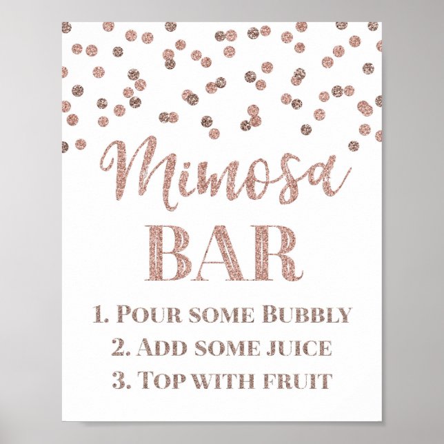 Poster Panneau de signalisation de bar Mimosa en or rose  (Devant)