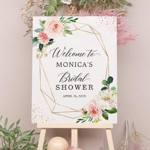 Poster Panneau de signalisation de mariage floral avec fa