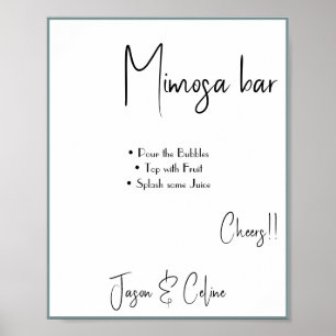 Poster Panneau de signalisation de mariage Mimosa Bar