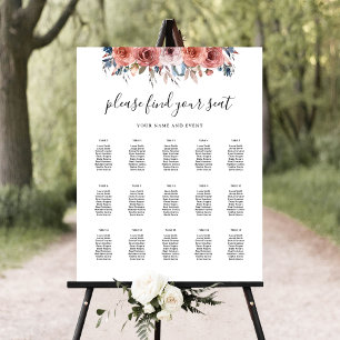 Poster Panneau de signalisation élégant à floral rose et