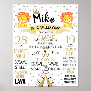 Poster Panneau de signalisation Lions Wild One Birthday P