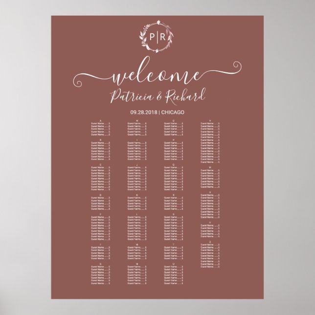 Poster Panneau de signalisation Monogramme alphabétique (Devant)