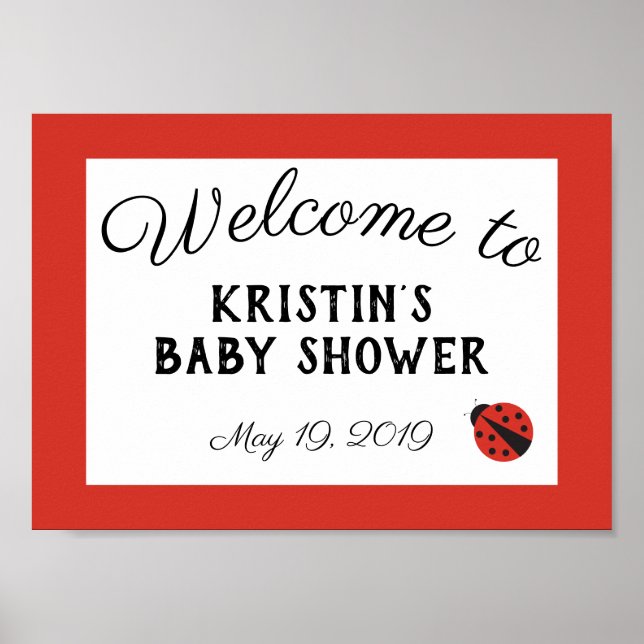Poster Panneau de signalisation rouge baby shower de Lady (Devant)