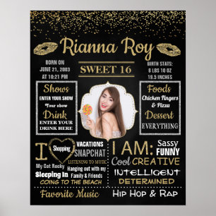 Poster Panneau de signalisation Sweet 16 Anniversaire de